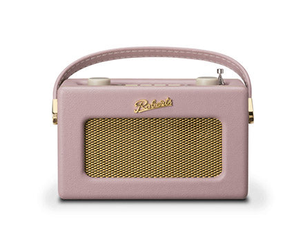 Front view of pink Roberts Revival Uno radio