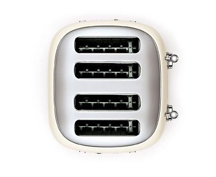 Top-down view of cream Smeg 4-slice toaster