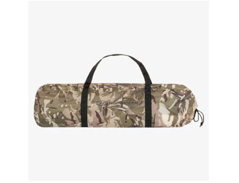 Packed tent in camo bag