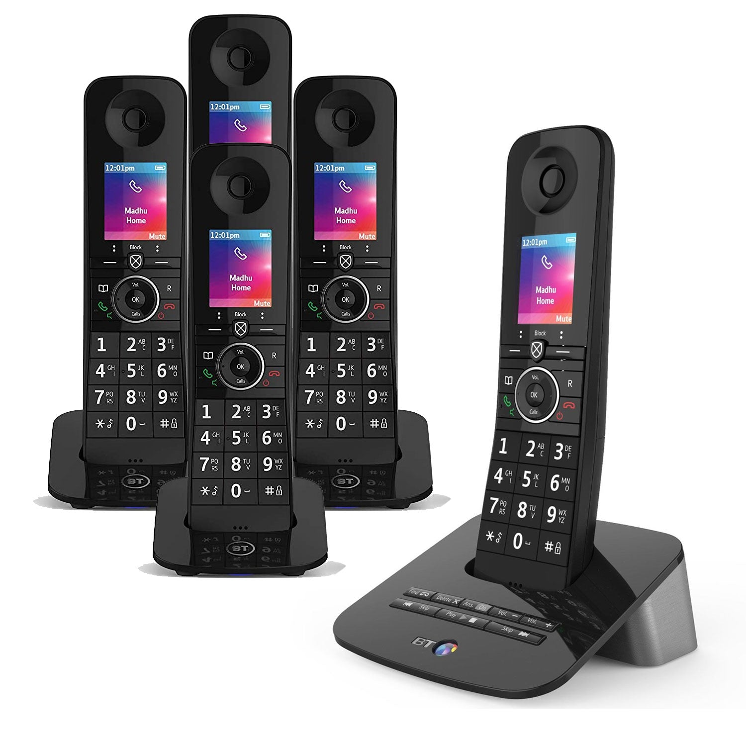 Image of BT Premium Cordless Phone with Advanced Nuisance Call Blocker, Five Handsets