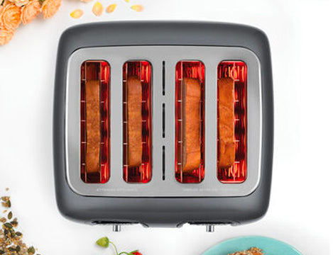 Top view of Dualit toaster in action