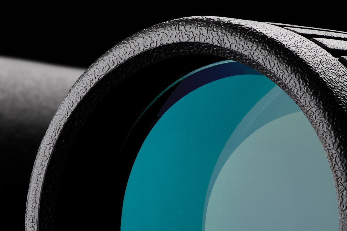Close-up of Hawke Frontier ED X binocular lenses