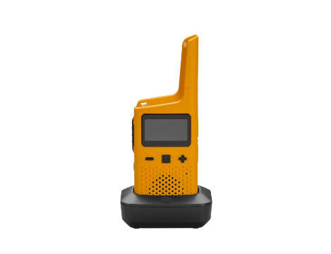 Motorola T72 walkie talkie in charging cradle