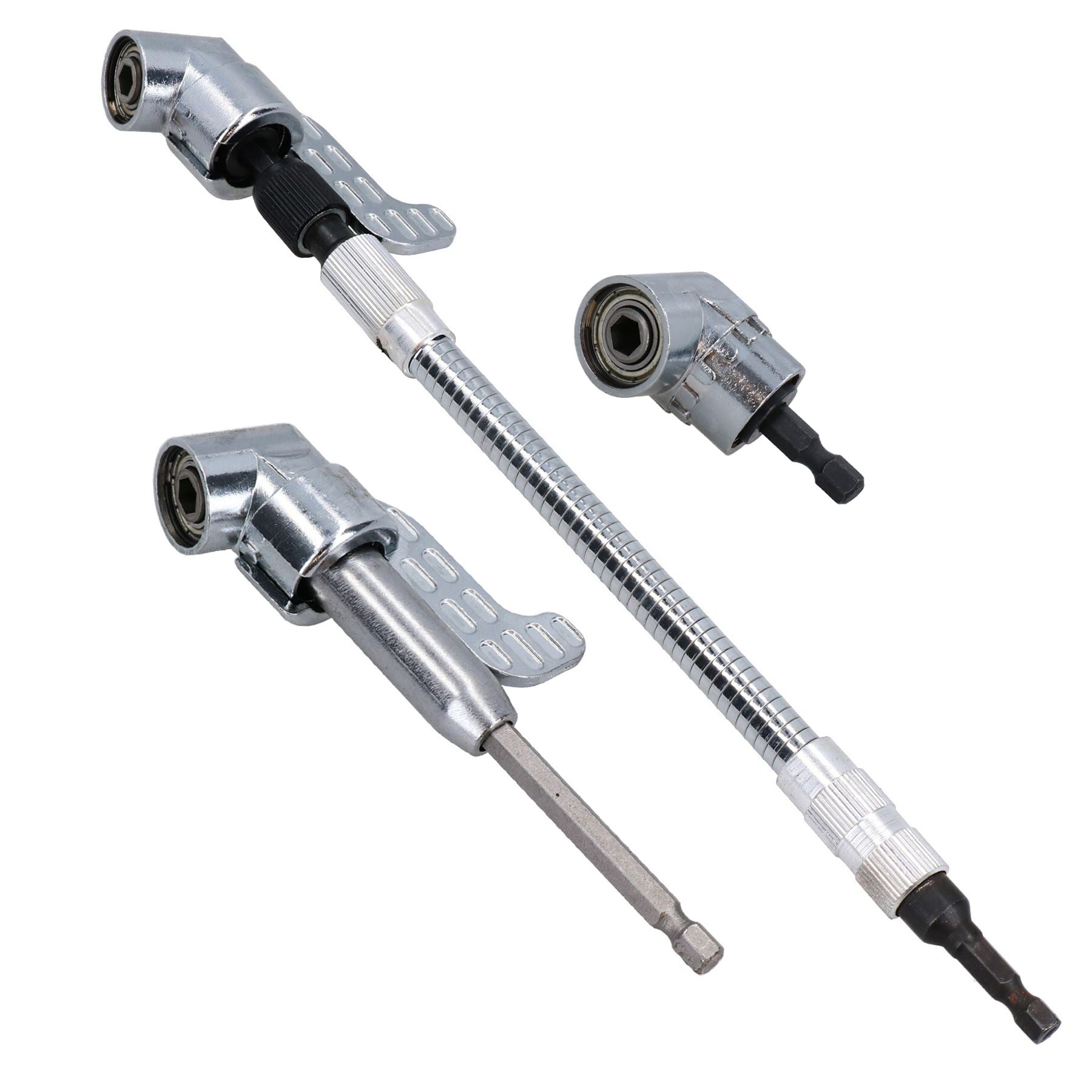 Aluminium Right Angle Drill Attachment Bit 3/8 Chuck Key Adaptor