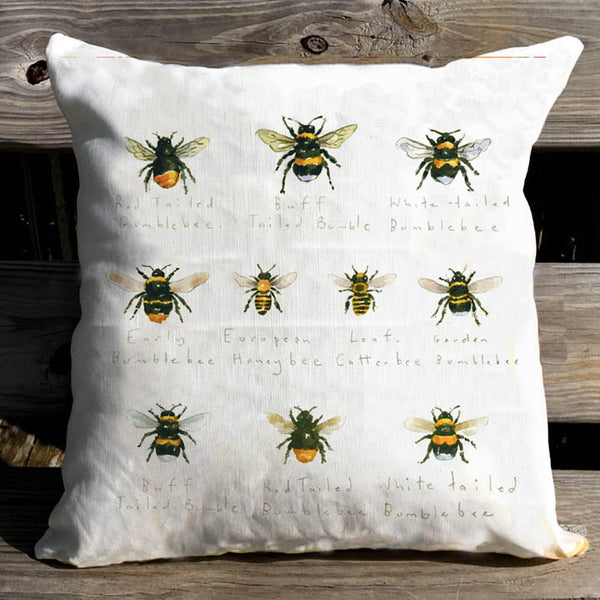 Primrose Vintage Beaded Bumble Bee Decor Pillow Honey Silver