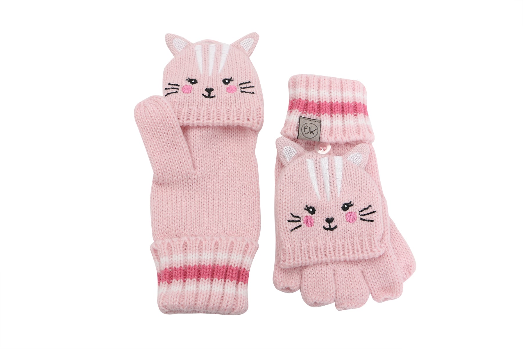 Kids Knitted Fingerless Cat Gloves (with Mitten Flaps) - FlapJackKids