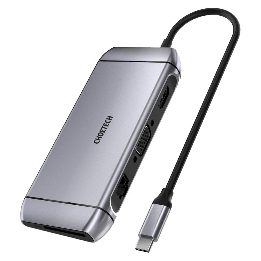 Billede af Choetech 9-i-1 4K HDMI, 100W PD og USB 3.0 USB-C Hub, Grå hos NexusGear