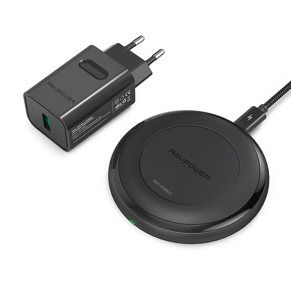 Billede af RAVPower Wireless 10W Qi Charger incl. Quick Charge 3.0 wall charger, Black hos NexusGear