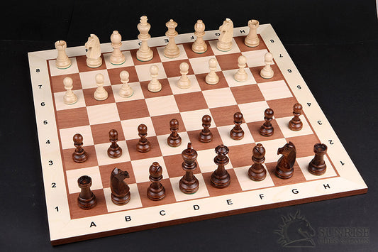 CHESSBOARD No 5 MAHOGANY/SYCAMORE LIGHT with NOTATION