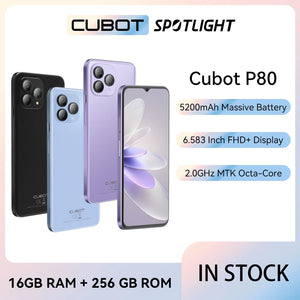 Cubot 2023 New Global Version Smartphone P80, Android 13 Phone, 8GB RAM, 256GB ROM, NFC, 6.583" Large Screen, 48MP Camera, GPS - PAYSPIN