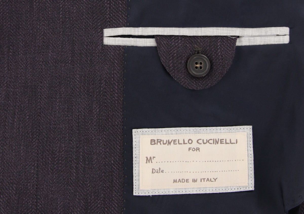 Brunello Cucinelli Dark Purple Herringbone Sportcoat - (BC4018310018 ...