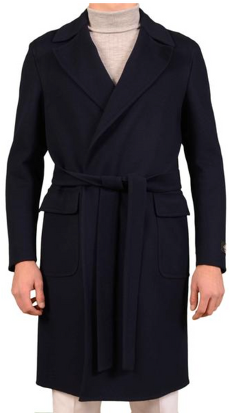Navy Blue Cashmere Coat by Belvest