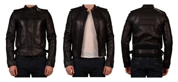 Dior Homme black leather biker jacket for men