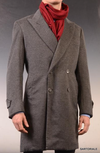 Double breasted winter overcoat in gray