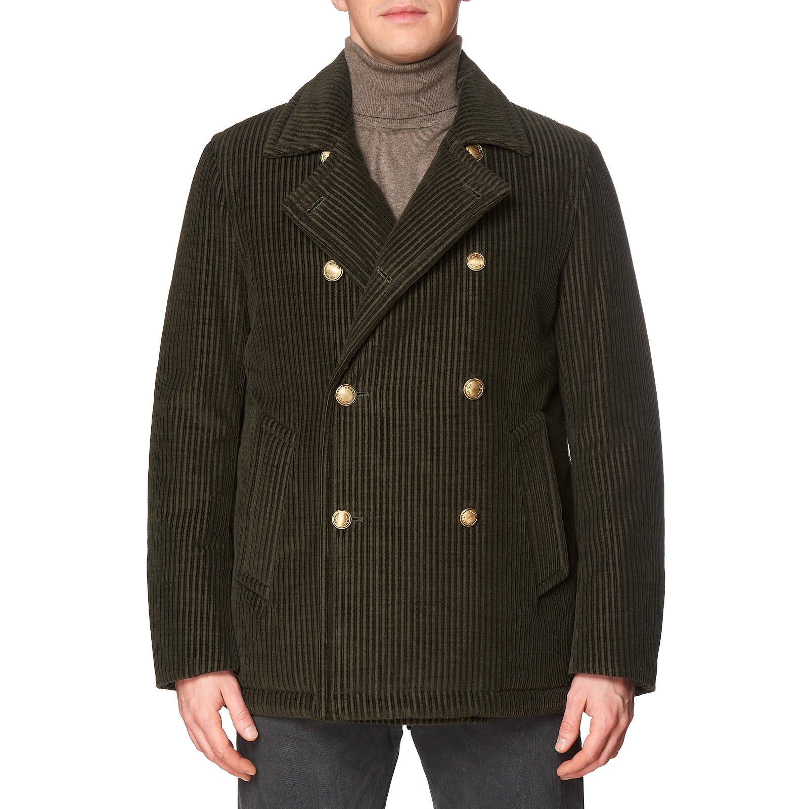 Image of Oglio Green Corduroy Primaloft Pea Coat Jacket