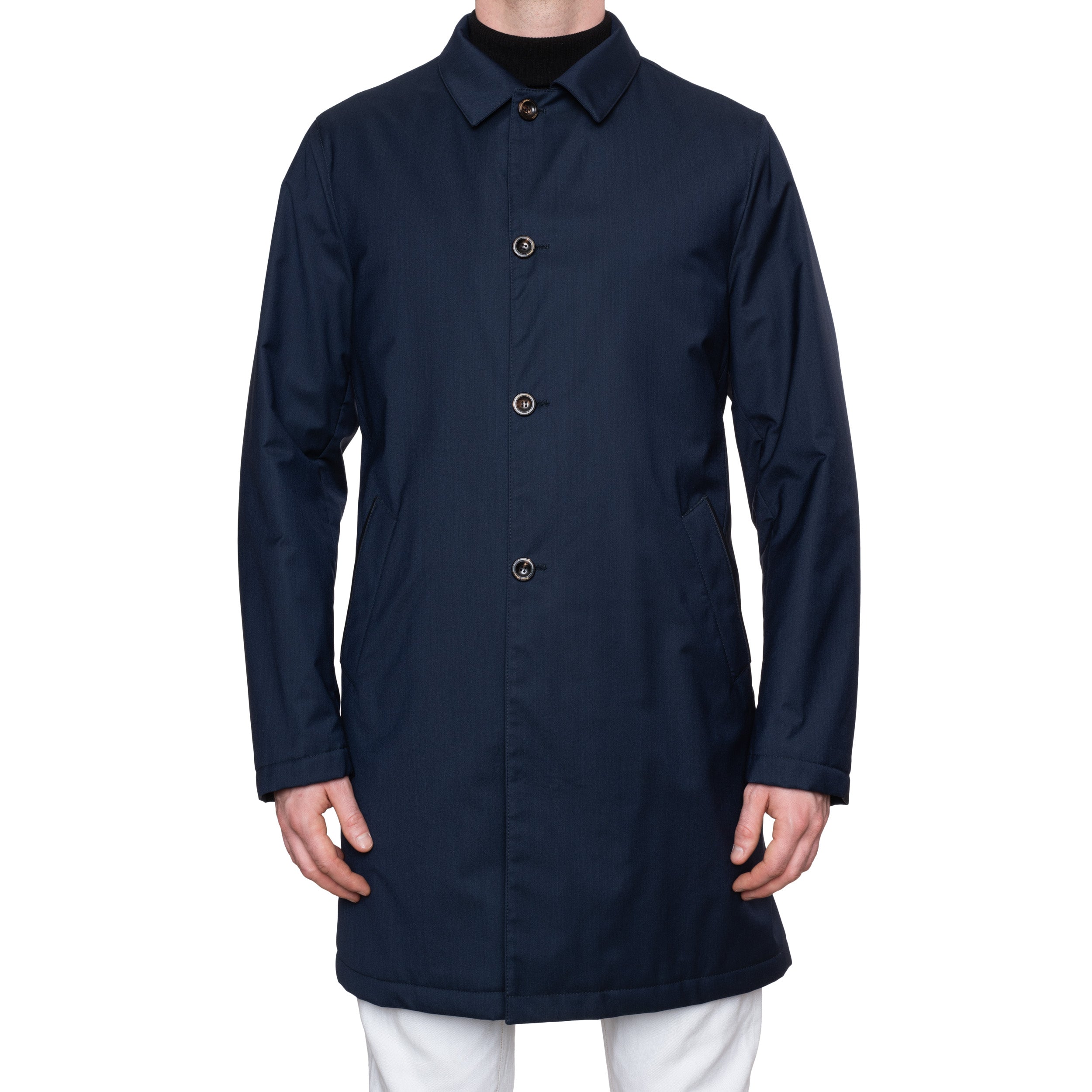 CESARE ATTOLINI Napoli Navy Blue Wool Blend Over Coat EU 50 NEW US 40 ...