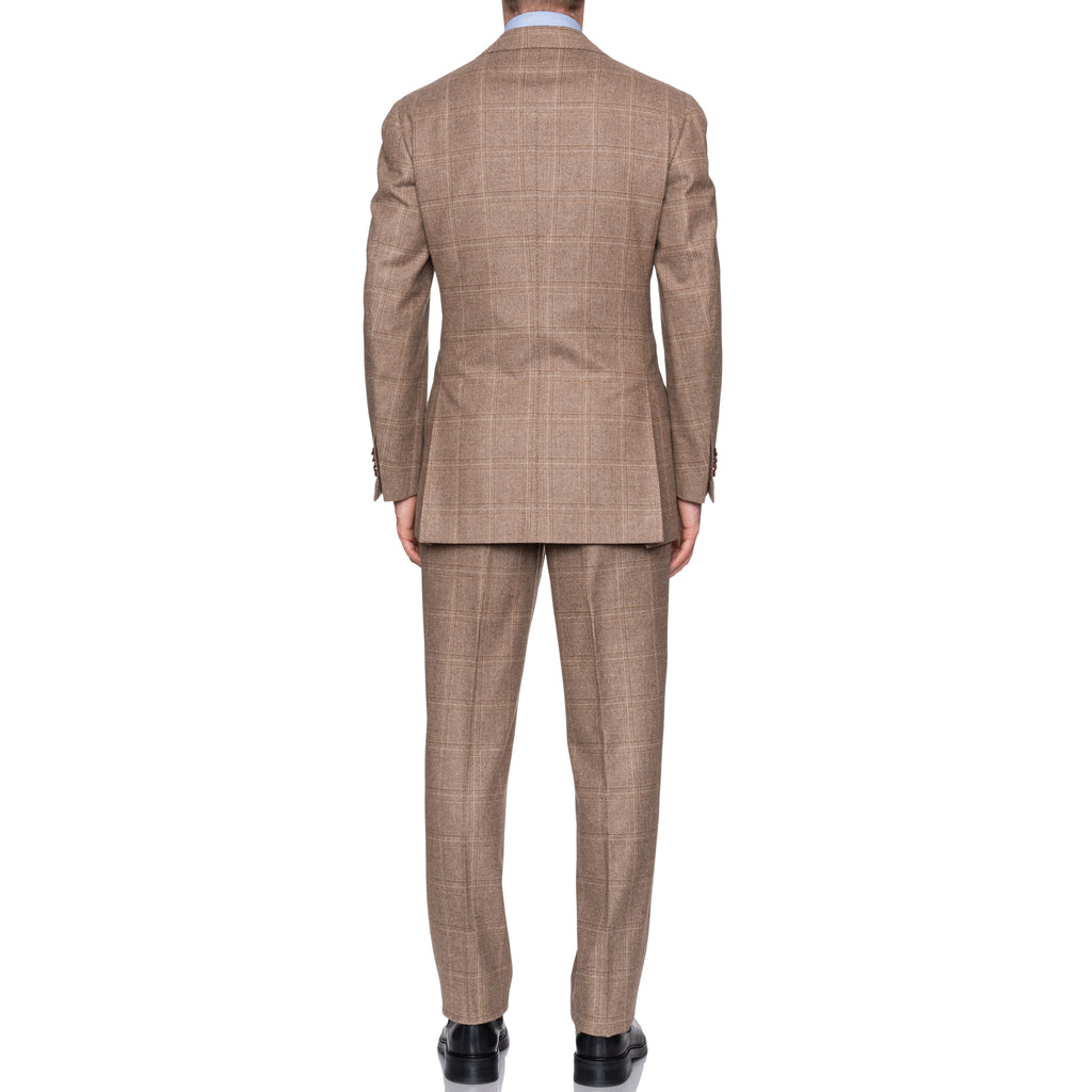 CESARE ATTOLINI Napoli Handmade Beige Plaid Wool Flannel Suit EU 50 NE ...
