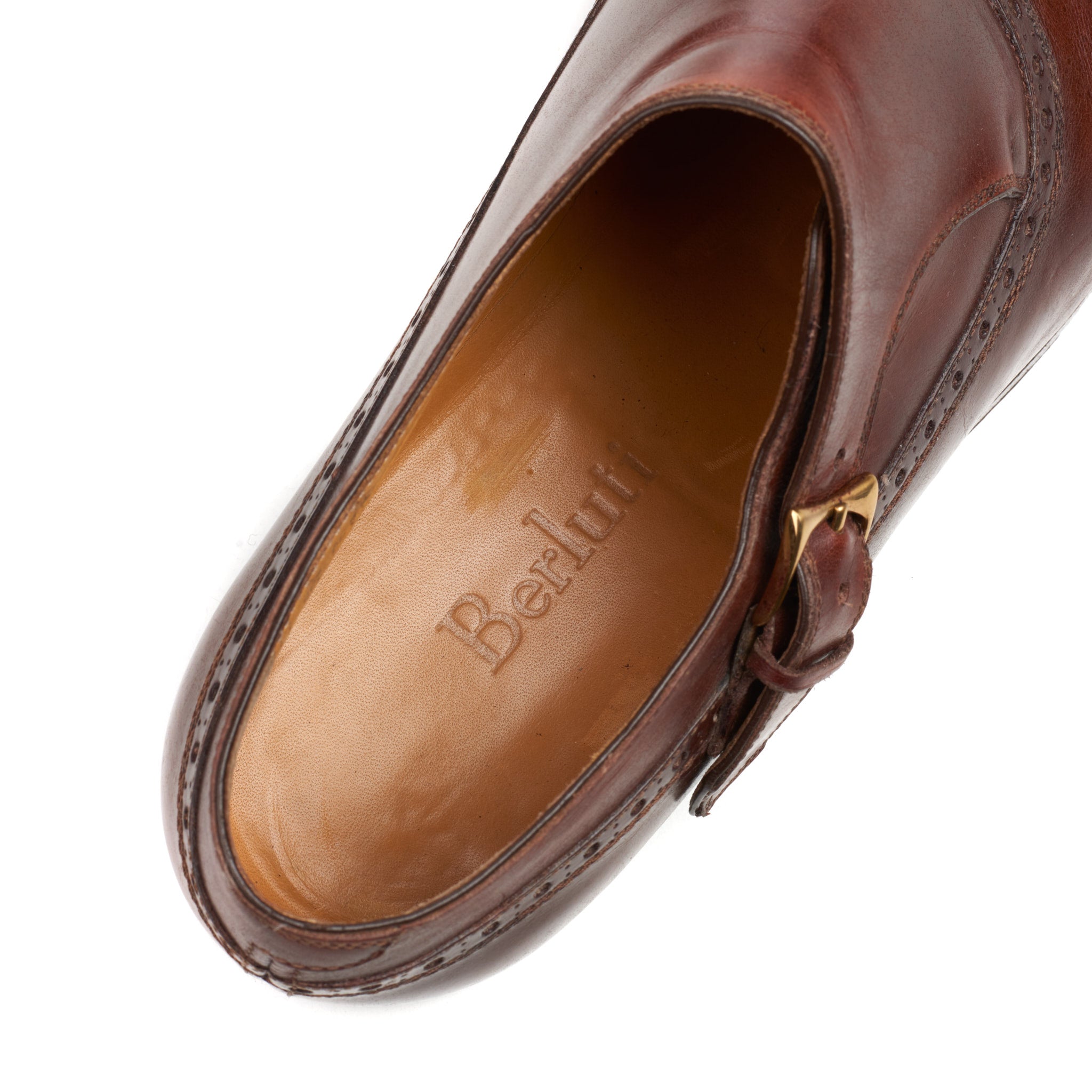 BERLUTI Demesure Brown Leather Single Monk Brogue Dress Shoes UK