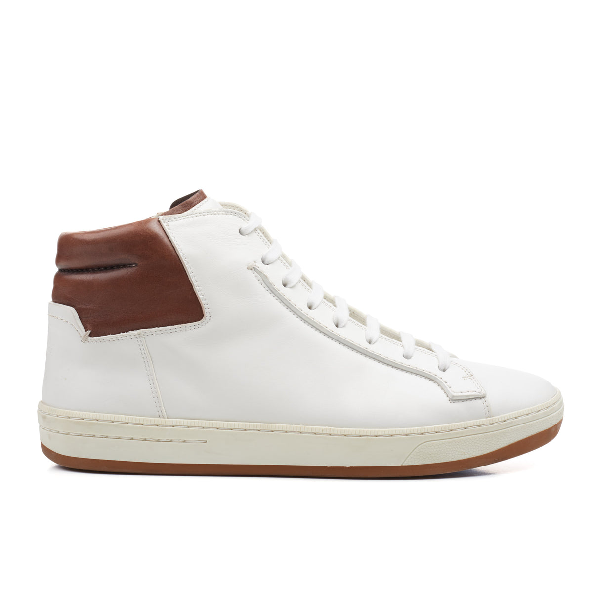 BERLUTI Paris White Leather Lace-up High-Top Sneaker Shoes UK 7.5