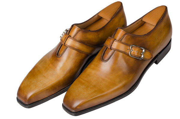 BERLUTI Hand Made Tan Leather Single Monk Wholecut Shoes 10 US 10.5 wi ...
