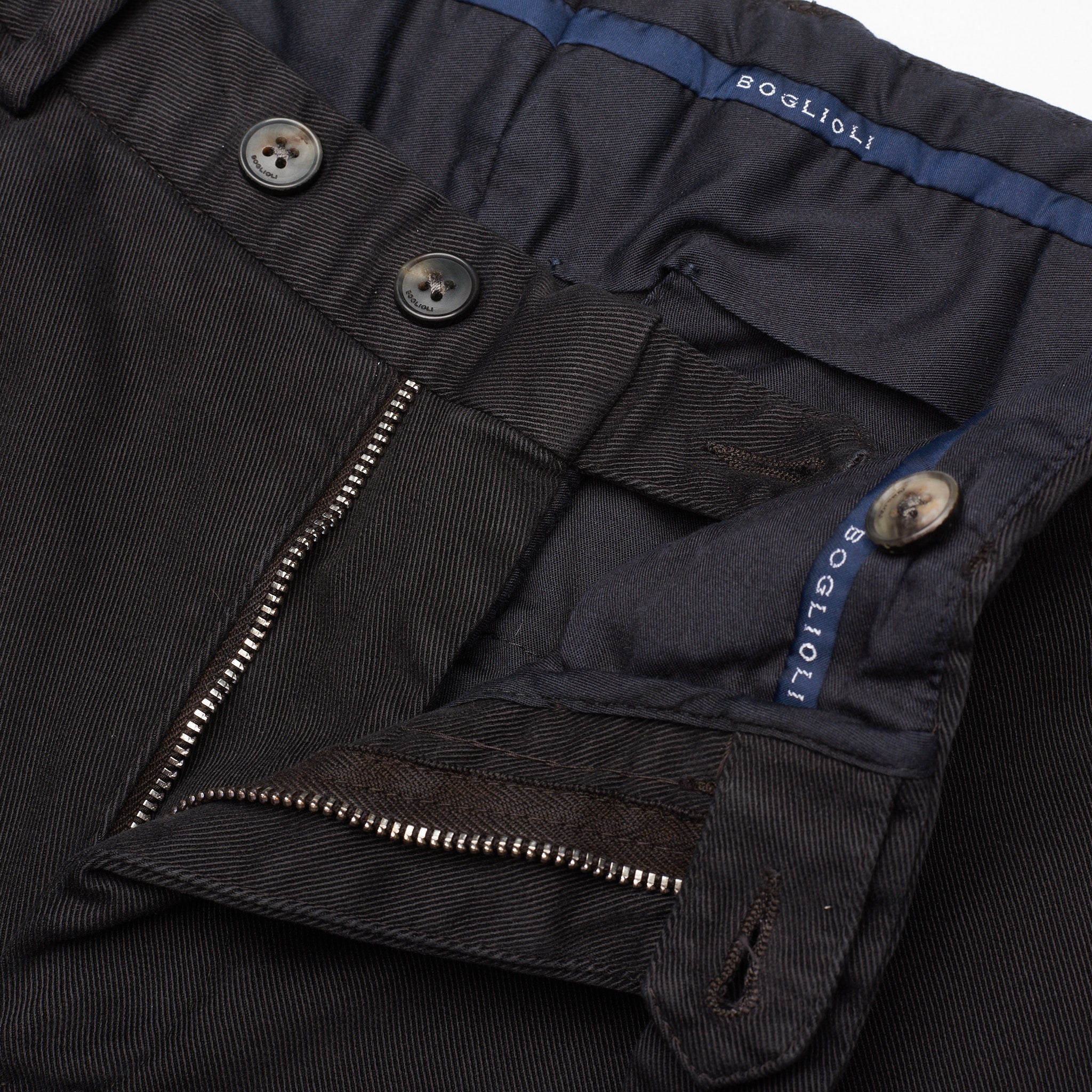BOGLIOLI "K. Jacket" Black Garment Dyed Cotton Flat Front Slim Fit Pants 46 NEW 30