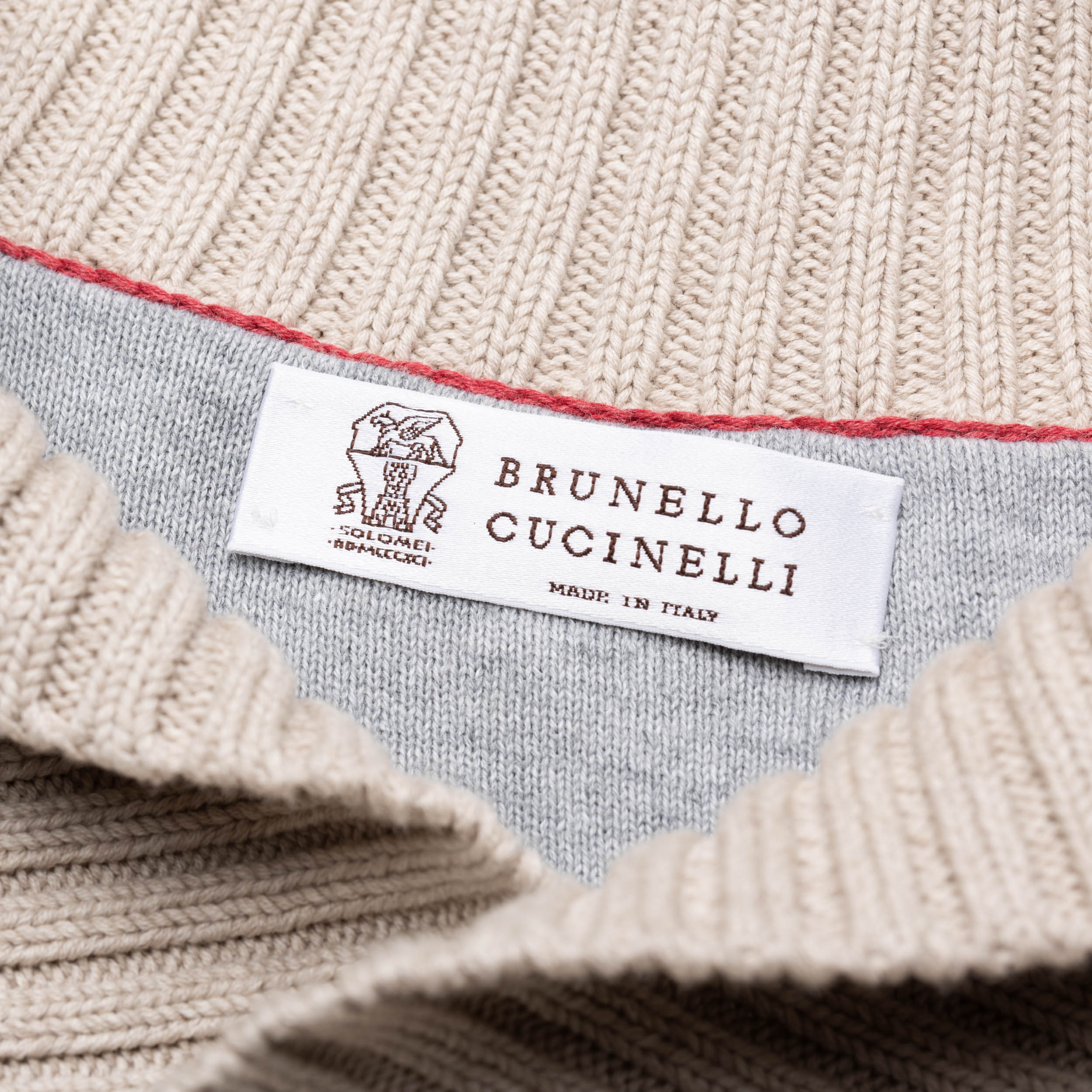 BRUNELLO CUCINELLI Beige Cotton Shawl Collar Cable Knit Sweater EU 50 NEW US M