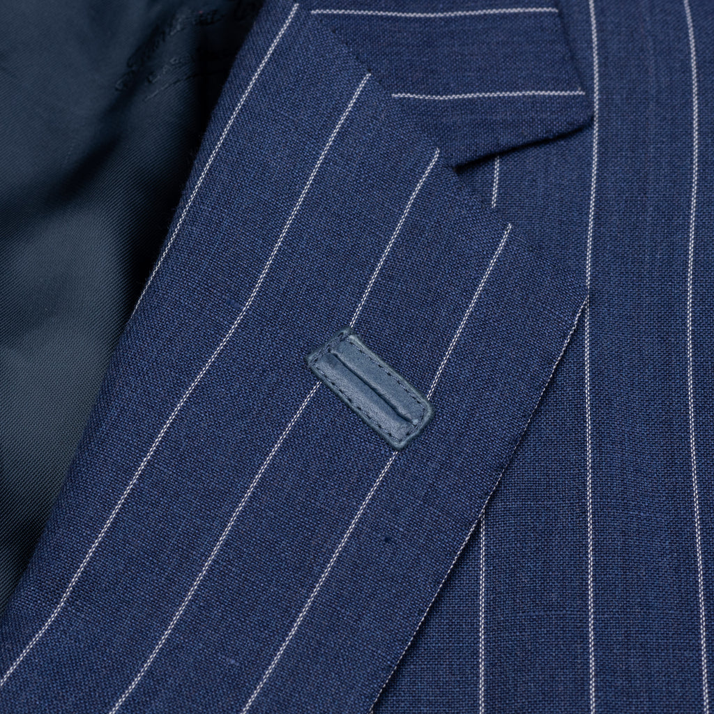CASTANGIA 1850 Blue Striped Wool-Linen Suit with Leather Trims NEW ...