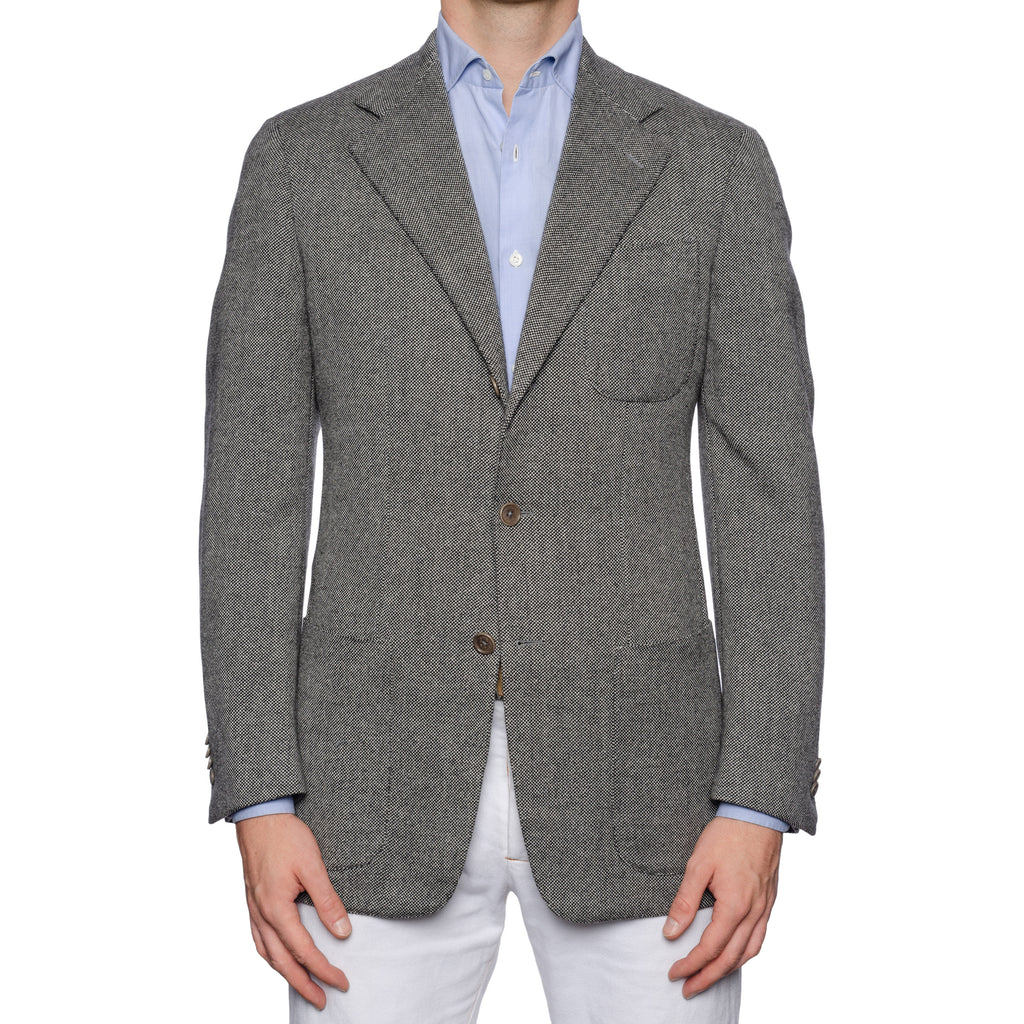 CASTANGIA 1850 Gray Micro Check Wool Flannel Unlined Sport Coat Jacket ...