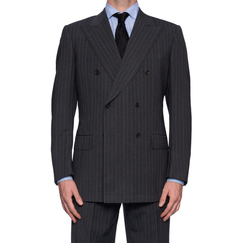 CASTANGIA 1850 Gray Striped Double Breasted Business Suit EU 50 NEW US ...