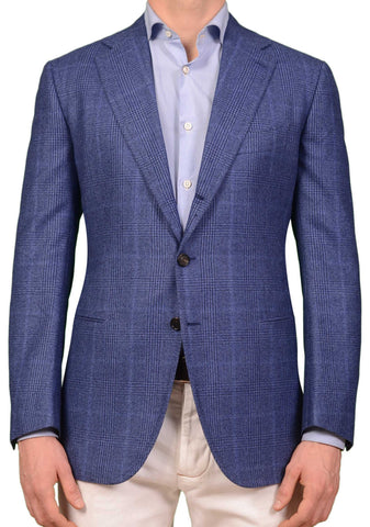 CESARE ATTOLINI Blue Gray Herringbone Wool Linen Unlined Blazer Jacket