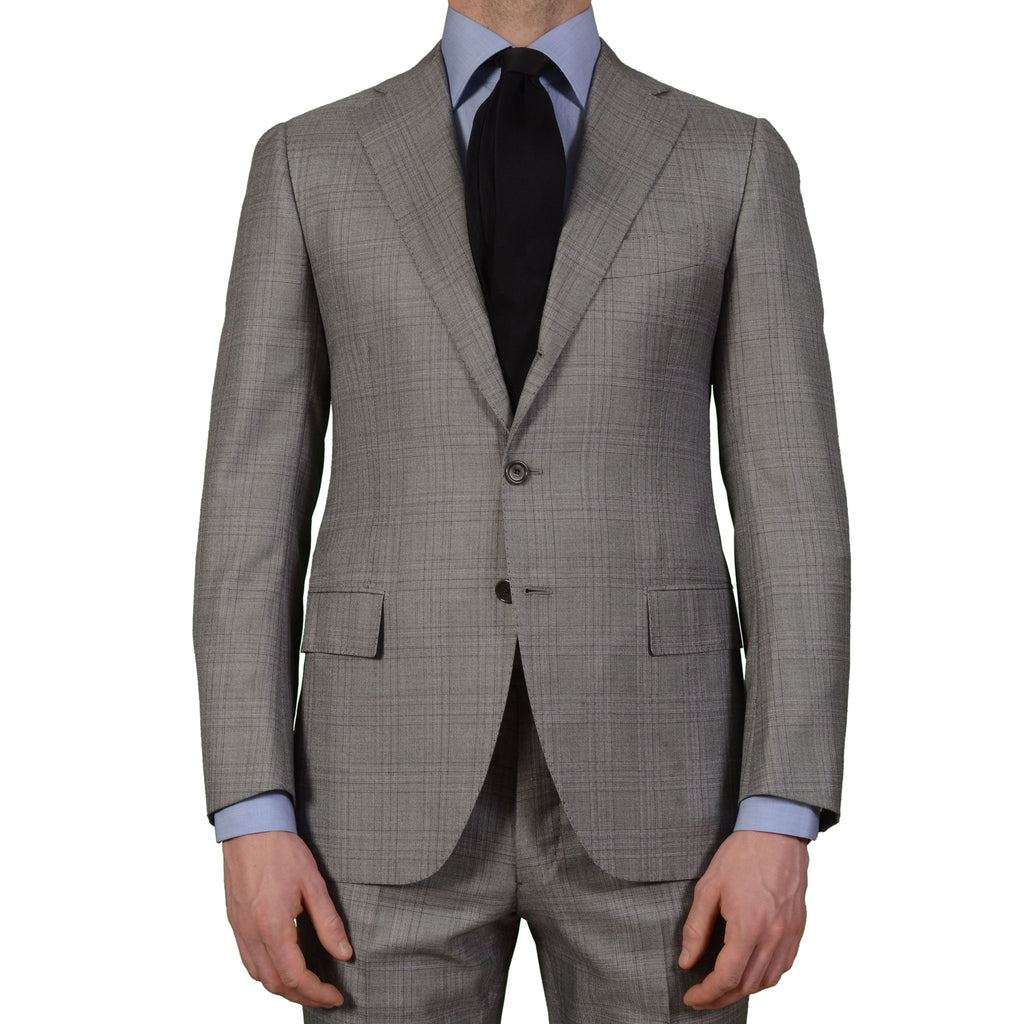 CESARE ATTOLINI Napoli Handmade Gray Plaid Wool Silk Suit NEW – SARTORIALE