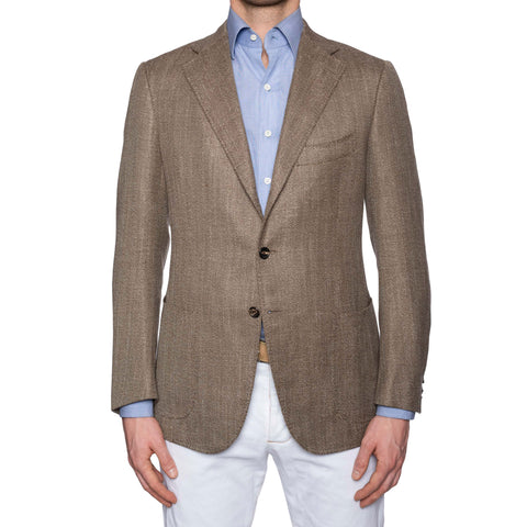 CESARE ATTOLINI Brown Striped Wool Super 120's Cashmere Suit EU 50 NEW ...