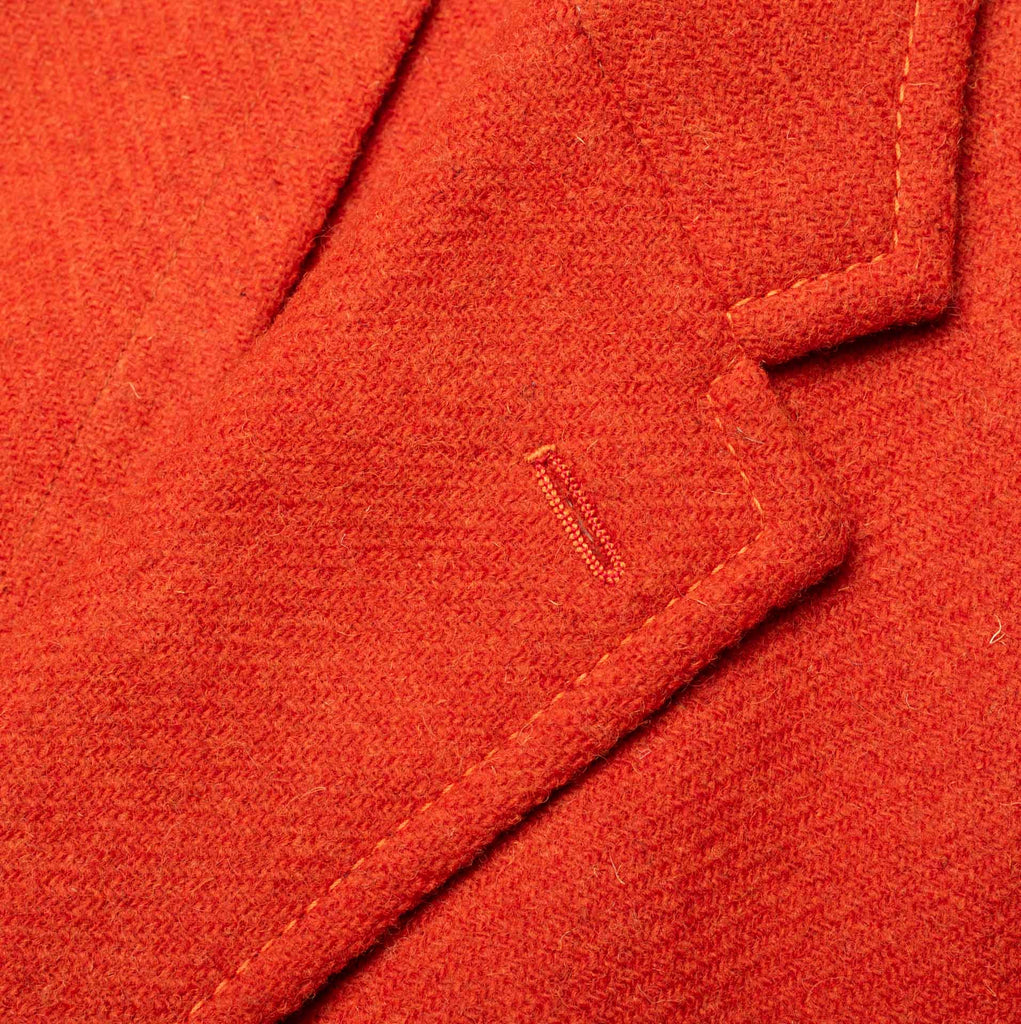 D'AVENZA Handmade Orange Wool Tweed Unlined Coat EU 48 NEW US S ...