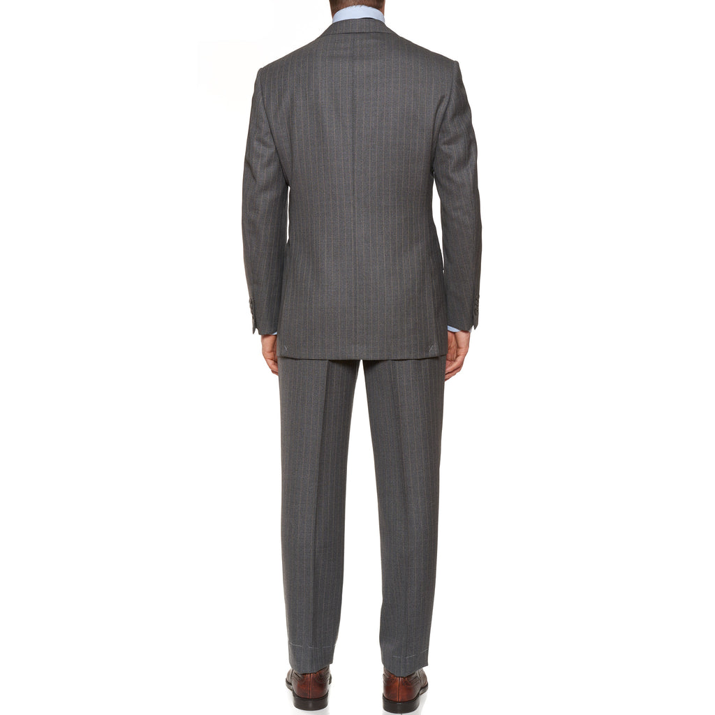 D'AVENZA Roma Handmade Gray Striped Wool Business Suit NEW – SARTORIALE