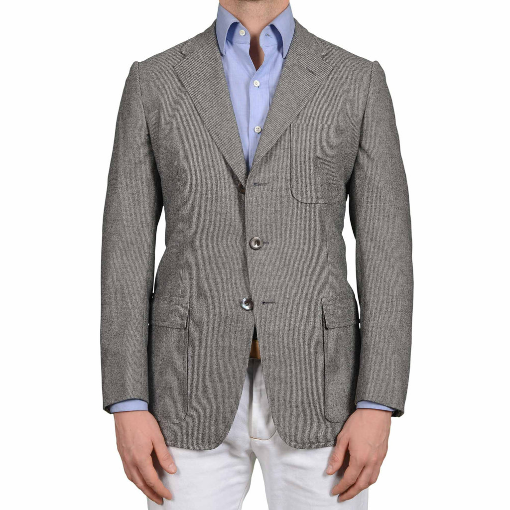 D'AVENZA Roma Handmade Gray Wool Unlined Flannel Jacket Sport Coat 50 ...