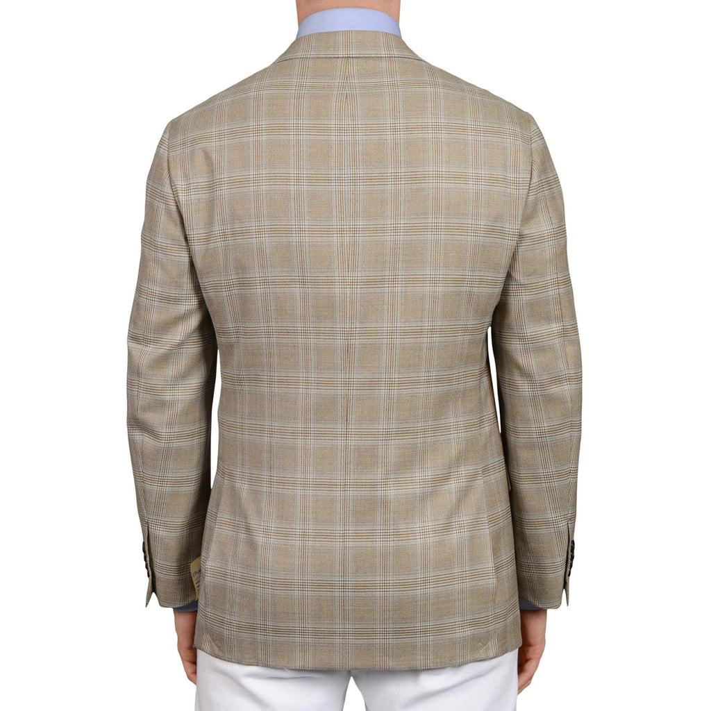D'AVENZA Roma Handmade Taupe Plaid Wool Jacket Sport Coat NEW – SARTORIALE