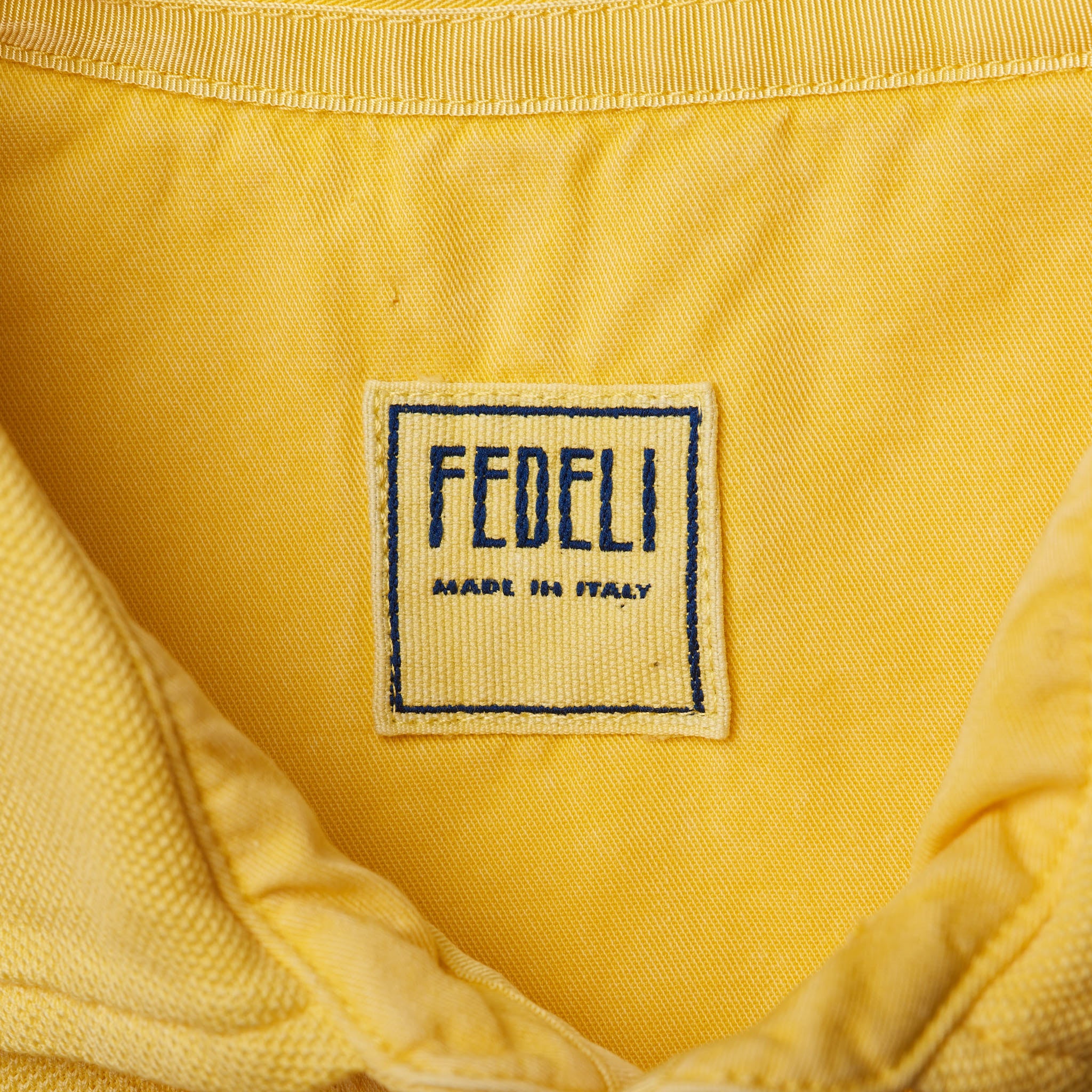 FEDELI Solid Yellow Cotton Pique Frosted Short Sleeve Polo Shirt EU 48 NEW US S