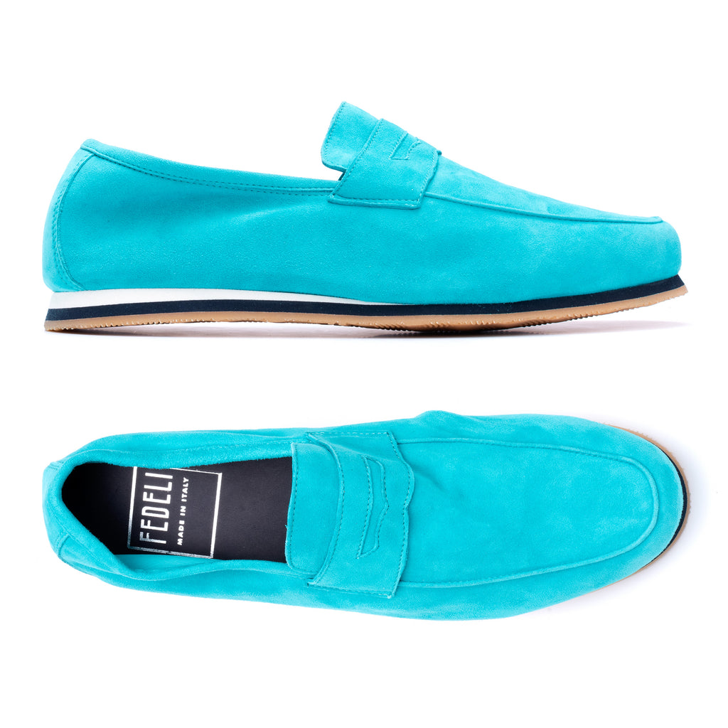 shoes with turquoise soles