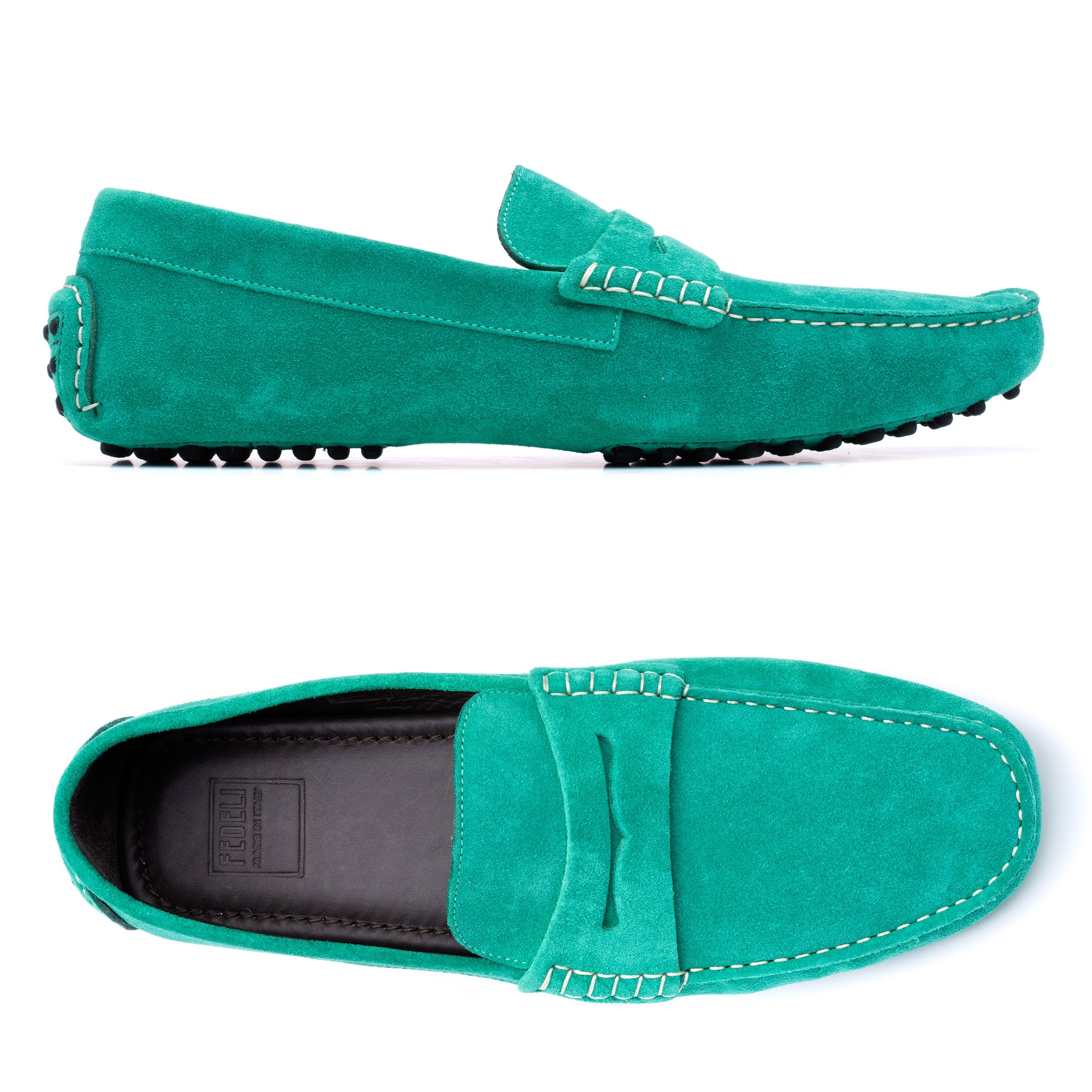 green loafer shoes