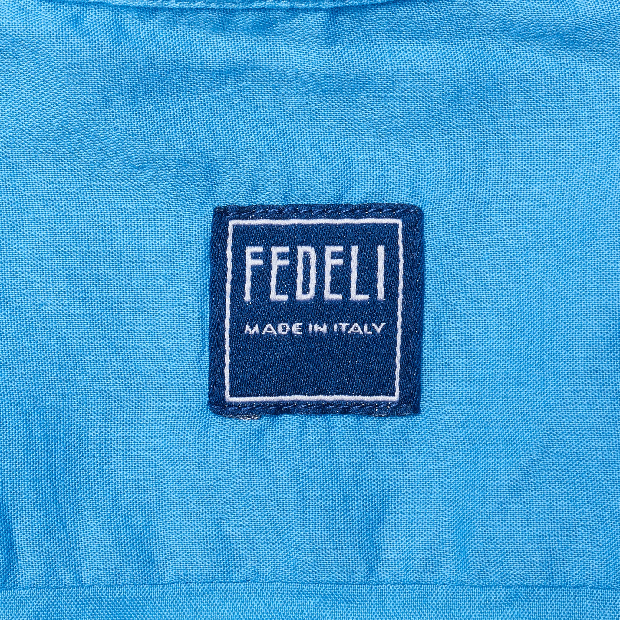 FEDELI "Sean" Solid Blue Panamino Cotton Shirt EU 42 NEW US 16.5 Slim Fit