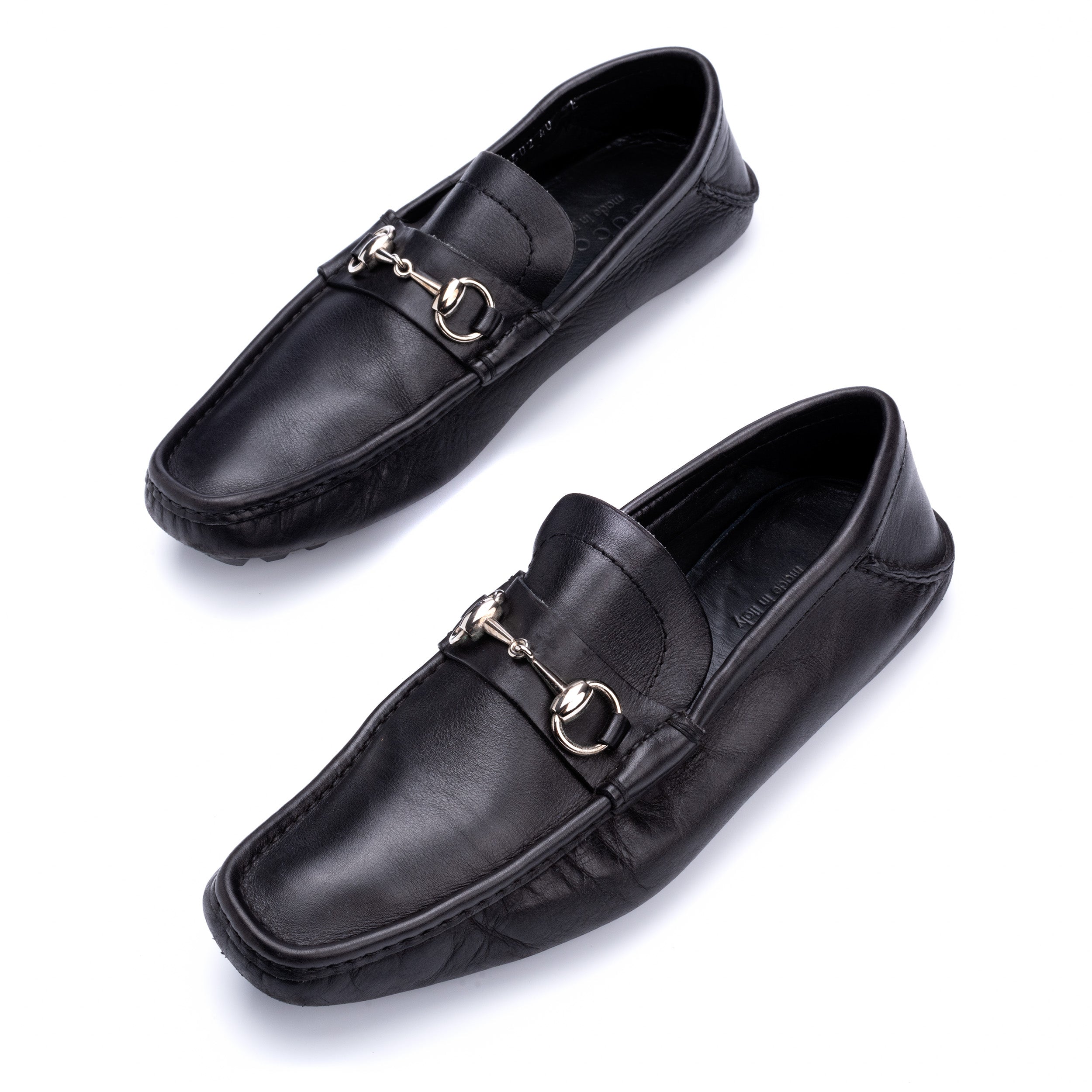 GUCCI Black Leather Horsebit Loafer Driving Shoes EU 40 US 7 Shoe Bag –  SARTORIALE