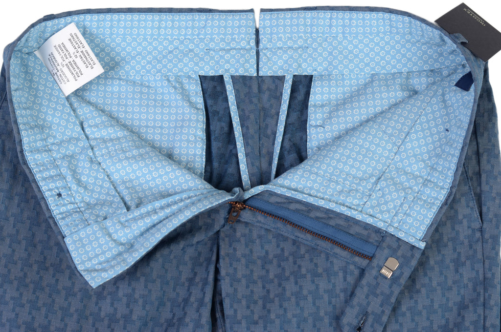 INCOTEX (Slowear) Blue Shepherd's Check Stretch Cotton Casual Pants NE ...