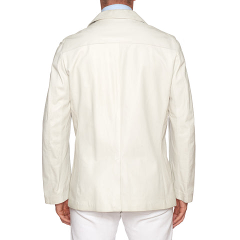 KITON Napoli Off-White Leather Jacket Coat with Perforated Details EU ...