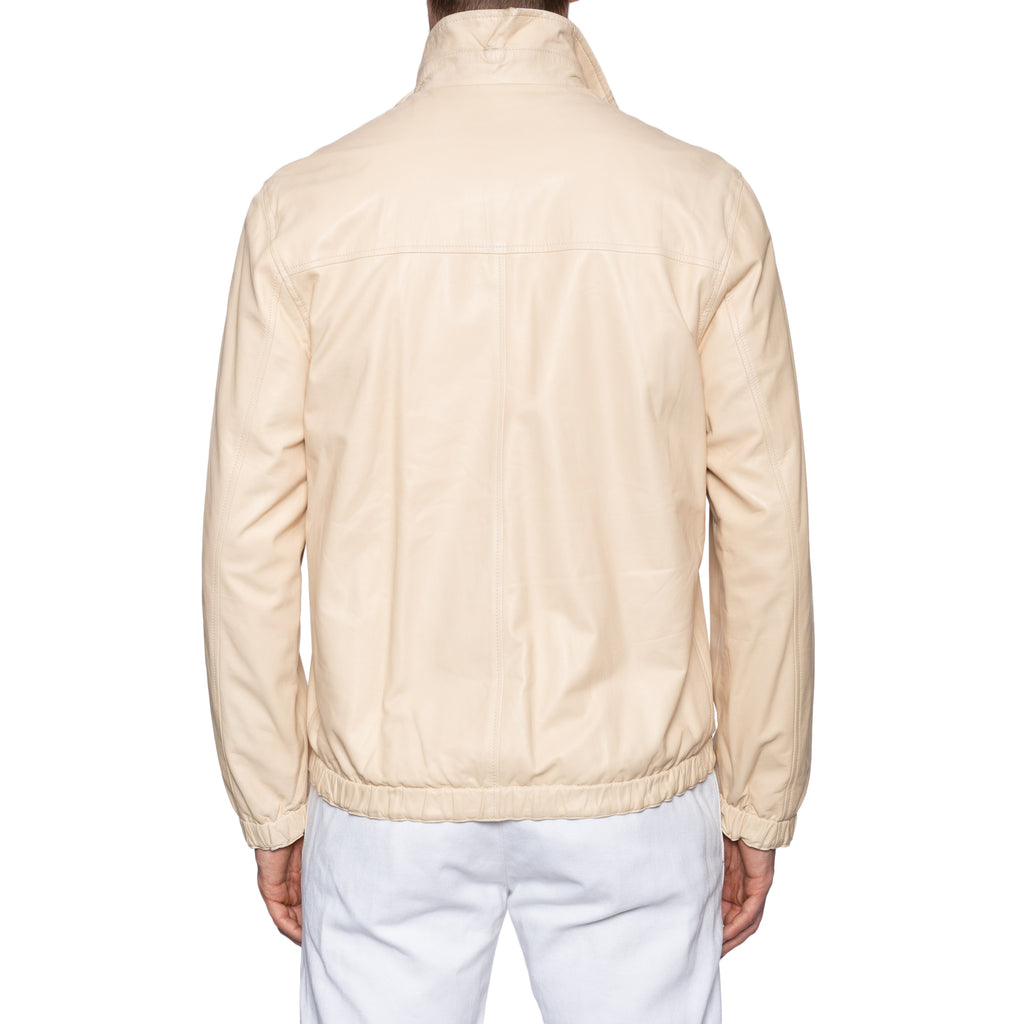 KITON Napoli Beige Pearl Reversible Leather Silk Jacket EU 50 NEW US M ...