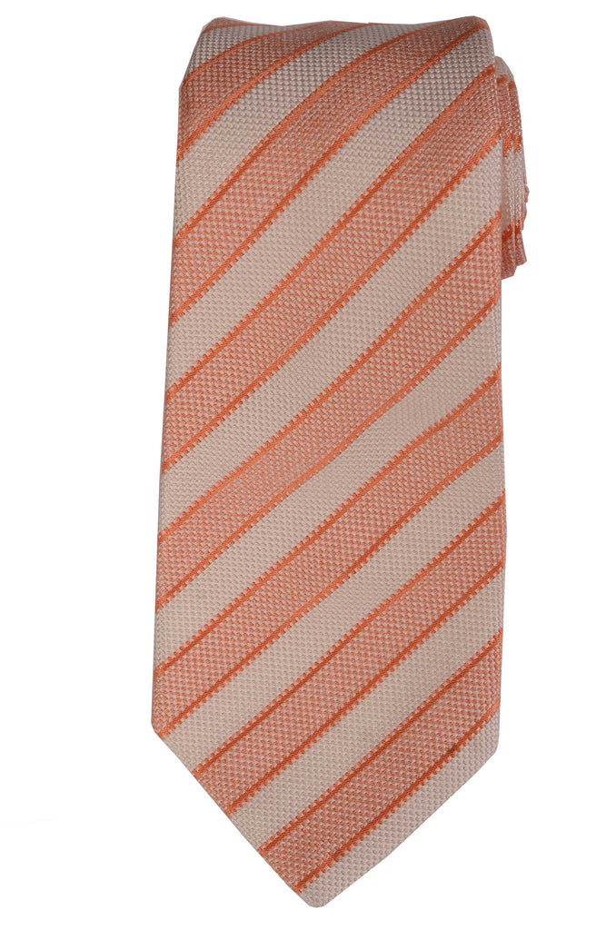 KITON Napoli Hand-Made Seven Fold Pink-White Striped Silk Tie NEW ...