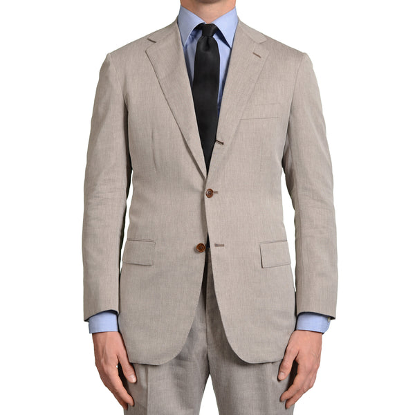 KITON Napoli Hand Made Gray Cashmere-Cotton-Linen-Silk Suit 50 NEW 38 ...