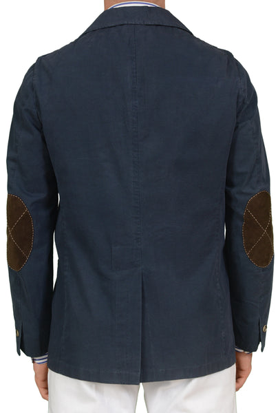 LUIGI BORRELLI Napoli Navy Blue Cotton DB Jacket with Elbow Patch EU 5 ...