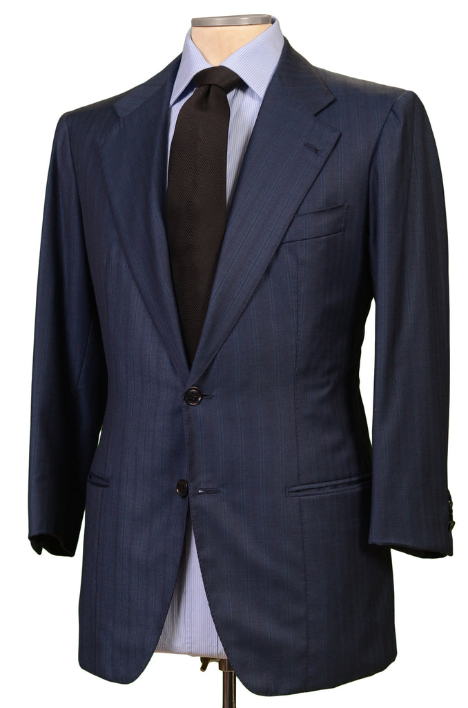 Mariano RUBINACCI Napoli Blue Striped Wool Business Suit EU 50 US 38 4 ...
