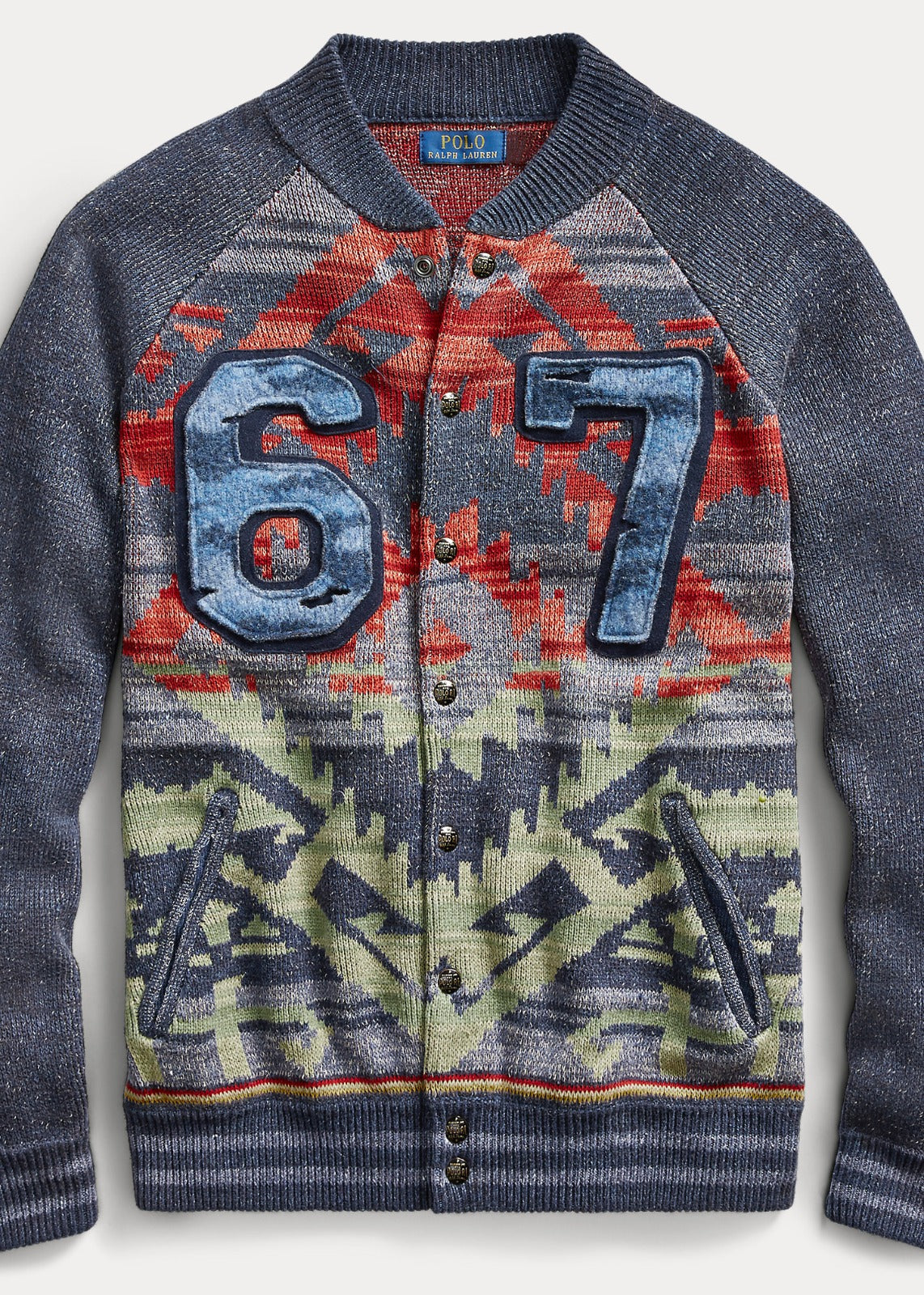 POLO RALPH LAUREN '67' Sioux Star Knit Varsity Jacket Baseball Sweater –  SARTORIALE