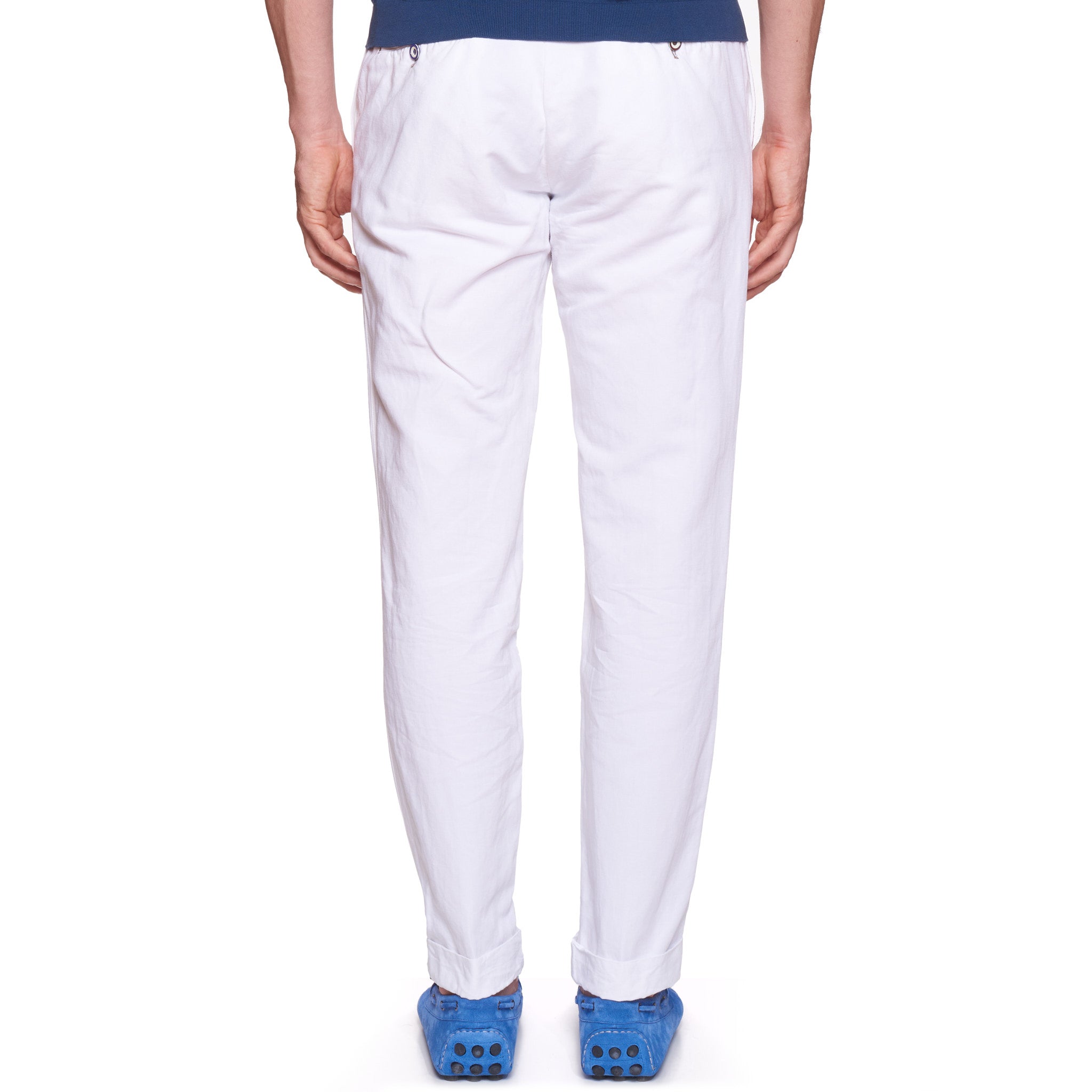 PT01 Torino White Cotton-Linen Chino Pants EU 50 US 34 Slim Fit
